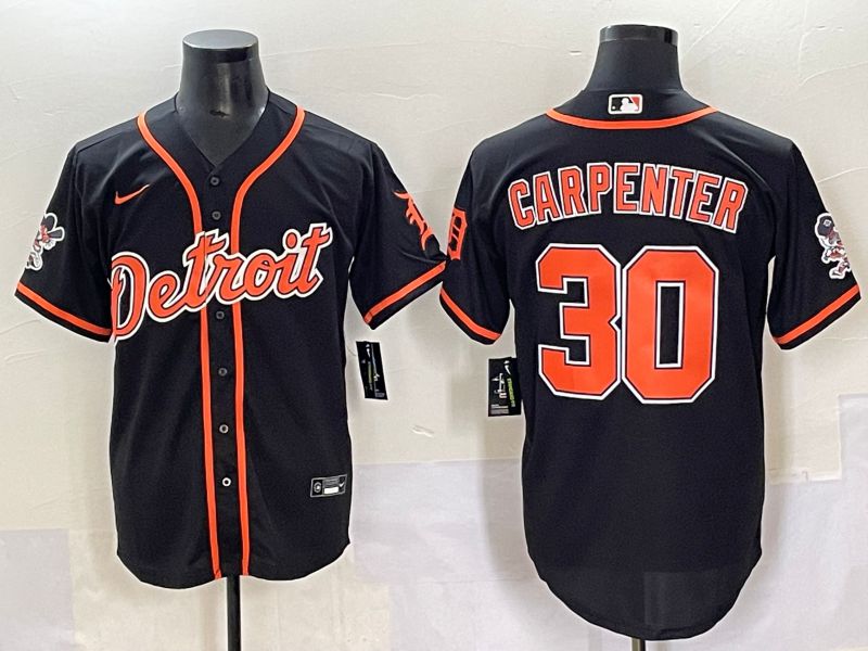 Men 2025 Detroit Tigers #30 Carpenter Black Joint Name Nike MLB Jersey style 1->detroit tigers->MLB Jersey